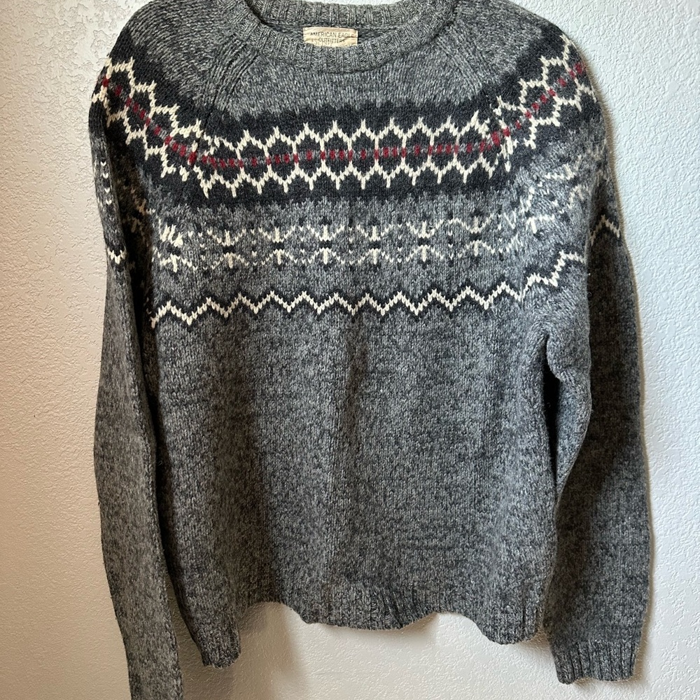 American Eagle Outfitters Charcoal Fair Isle Sweater